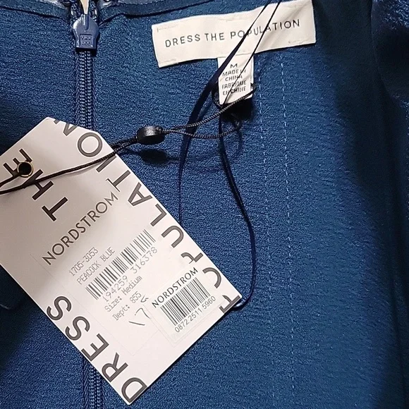 New Dress the Population Bailey Dress Peacock Blue Size Medium
